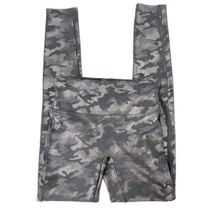 SPANX Black Gray Faux Leather Camo Print‎ Leggings Size S